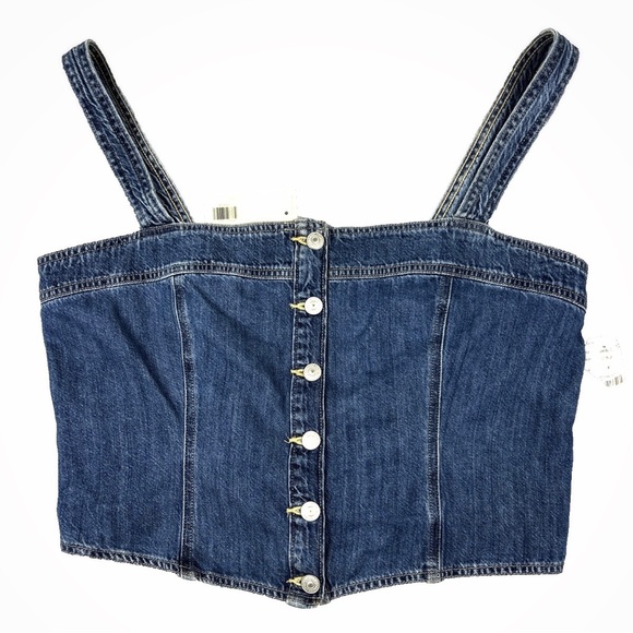 Levi's Blue Denim Crop Top Size XL - Picture 1 of 5